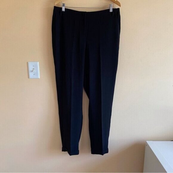 J.Jill Trousers Woman 14 TALL Black Cuffed Hem High Waist Pockets Career Office - Picture 2 of 16